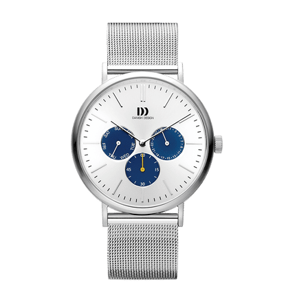 Danish Design Hong Kong IQ62Q1233 Herrenuhr Silber/Blau • Mineralglas • Datum & Wochentag
