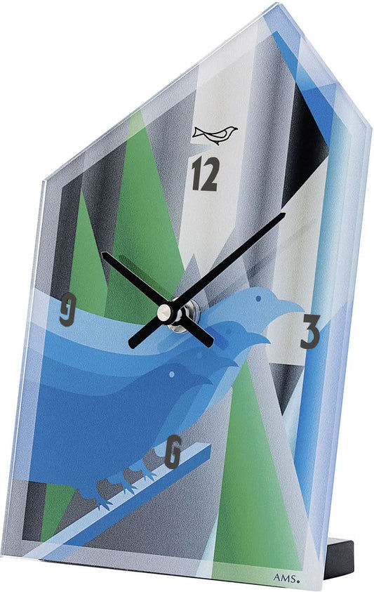 AMS Desk Clock 20x14x4 cm Acrylic • Modern Design • Precise Quartz Movement