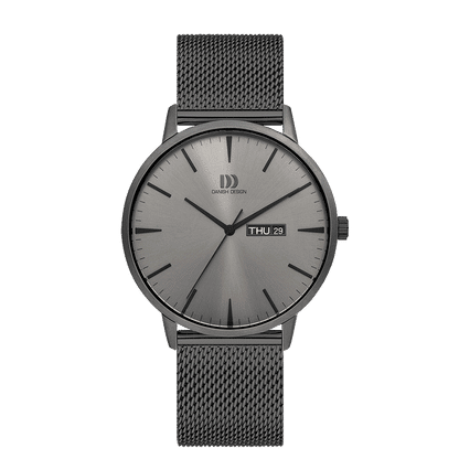Danish Design Akilia IQ66Q1267 Herrenuhr Grau • Wochentags- und Datumsanzeige • Milanaise-Armband