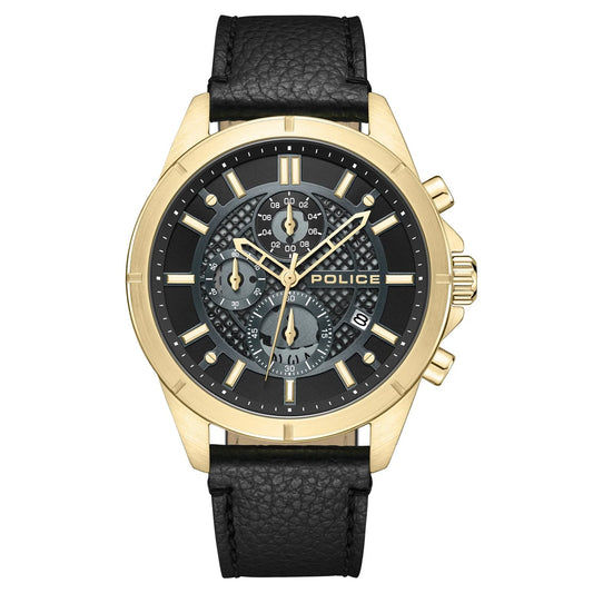 Police Urban Chronograph PEWGC0054001 Herrenuhr Schwarz/Goldfarben • Quarz-Chronograph • Mineralglas