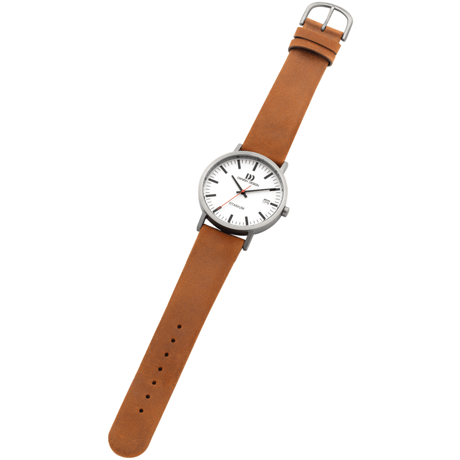 Danish Design Gløbe IQ31Q1273 Rhine Large Armbanduhr Weiß/Kamel • Titangehäuse • Mineralglas, Bild 3