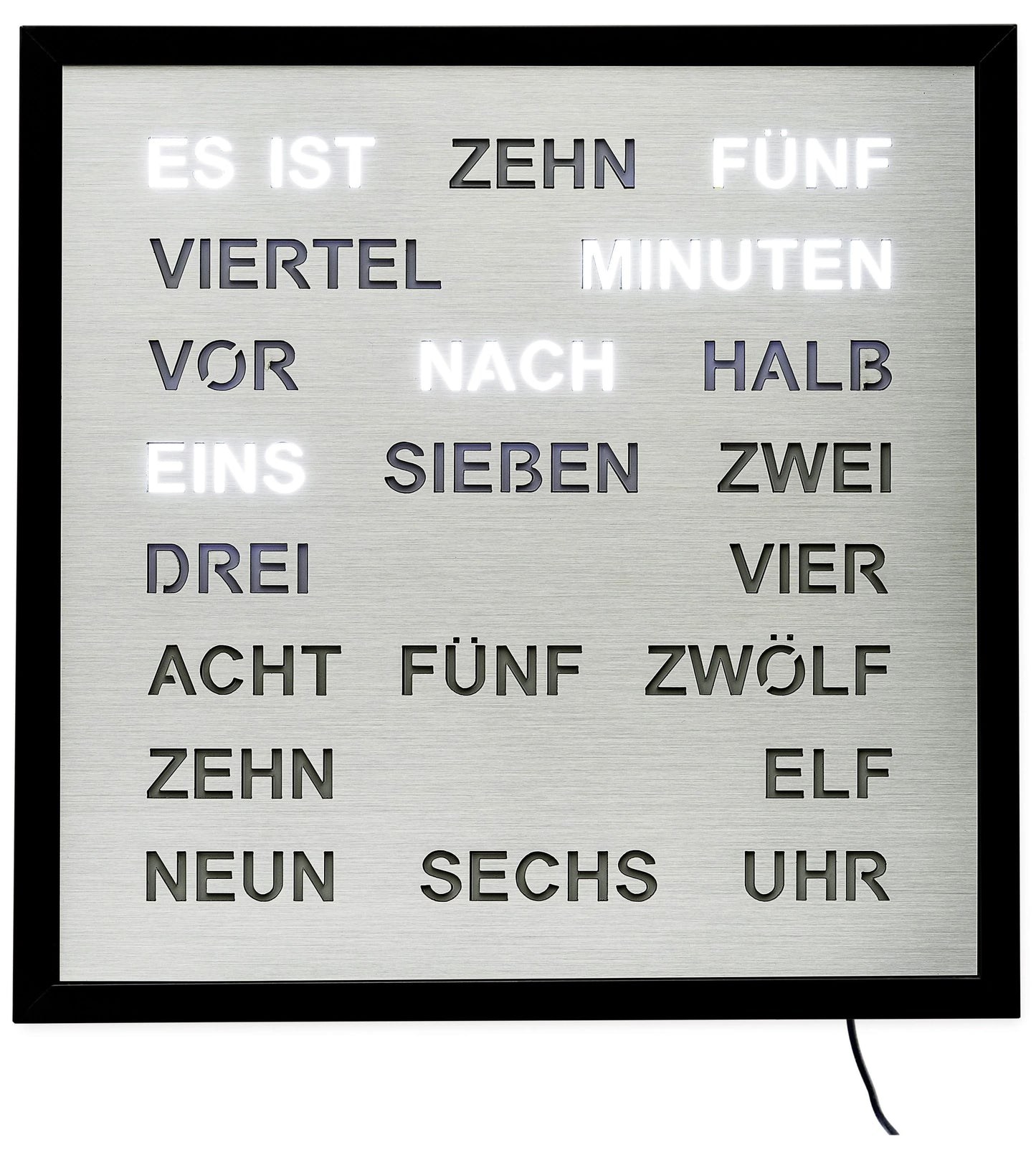 AMS Wall Clock 40x40 cm Metal • Word Display • Modern Design