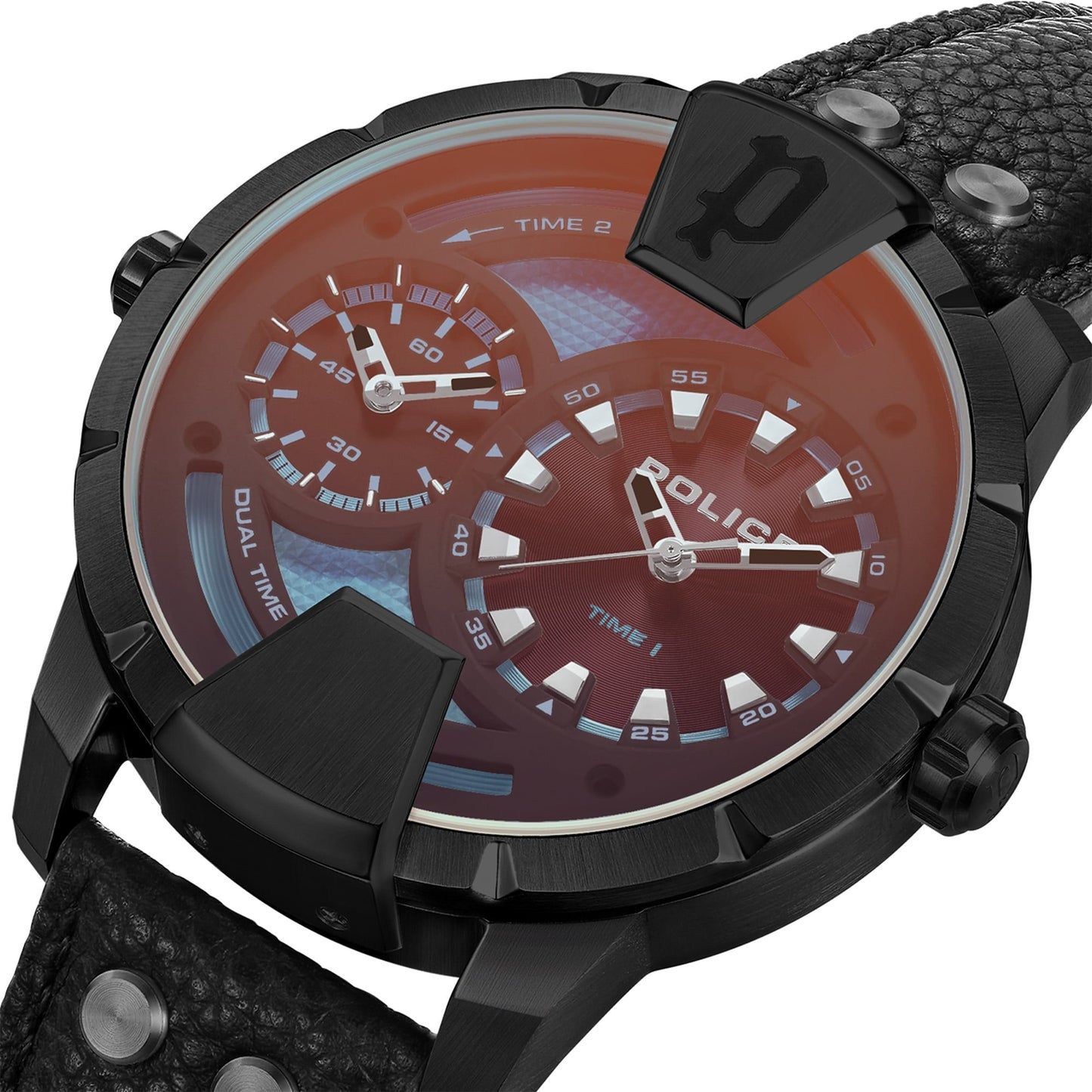 Police Huntley PEWJA0022001 Herrenuhr Schwarz • Dualzeit • Mineralglas, Bild 4