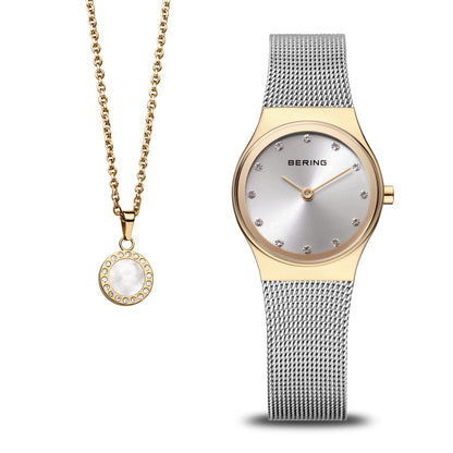 Bering 12924-001G Damen Armbanduhr Classic Gold • Saphirglas • Milanaise-Armband