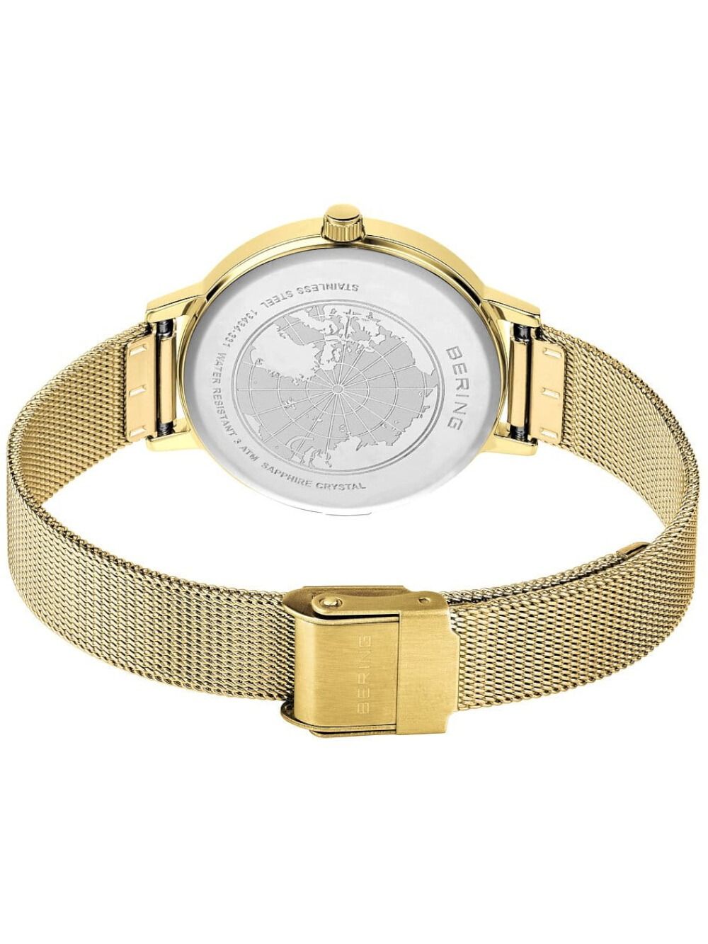 Bering Golden Signature 13434-334-GWP Damen Armbanduhr Gold • Saphirglas • Milanaise-Set, Bild 2