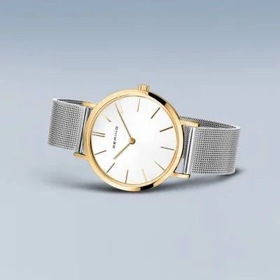 Bering Classic 14134-010 Damenuhr Gold • Saphirglas • Milanaise-Armband, Bild 4