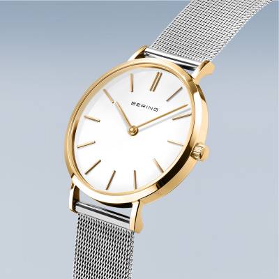 Bering Classic 14134-010 Damenuhr Gold • Saphirglas • Milanaise-Armband, Bild 2
