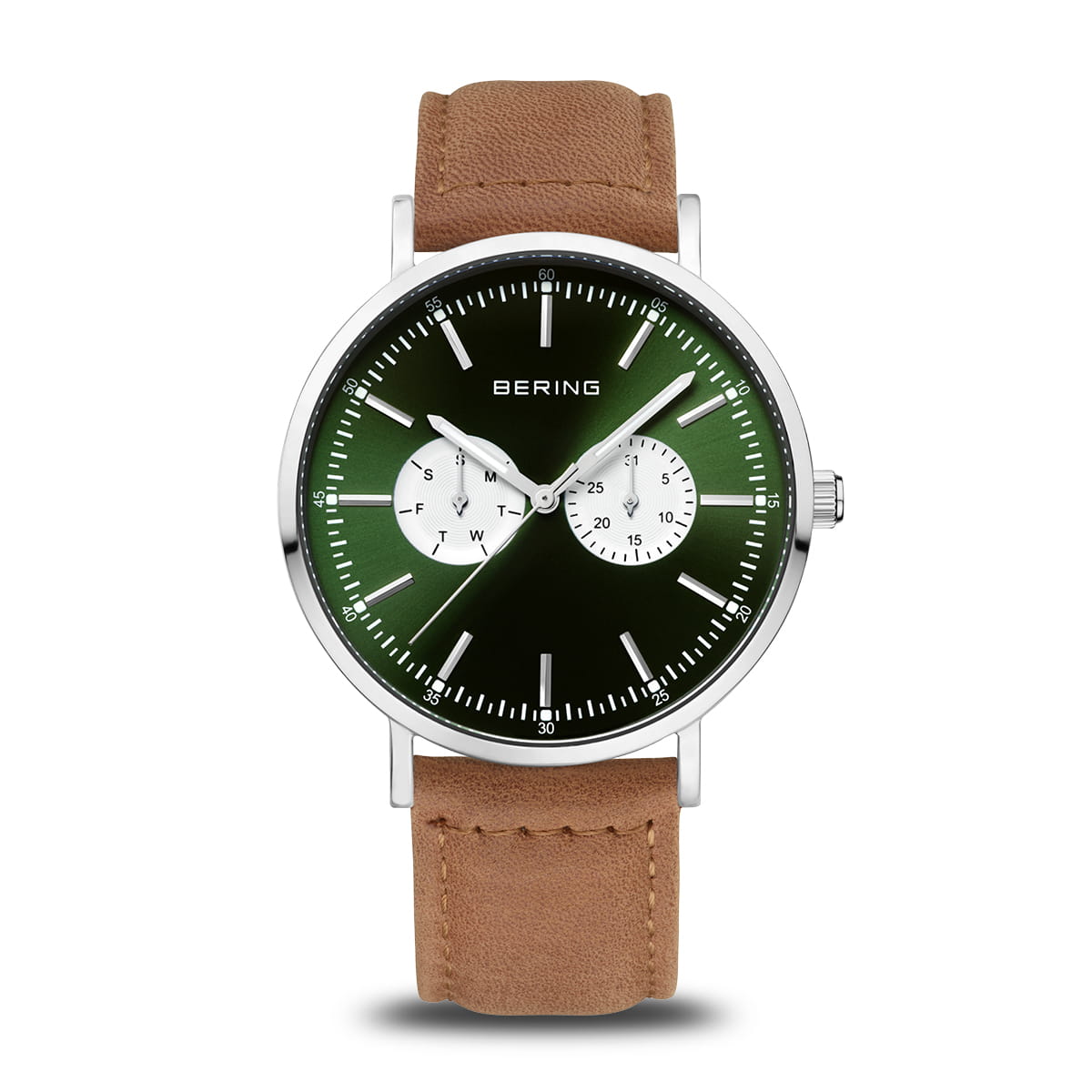 Bering Classic 14240-508 Herrenuhr Grün • Saphirglas • Chronograph-Layout mit Tag- und Datumsanzeige
