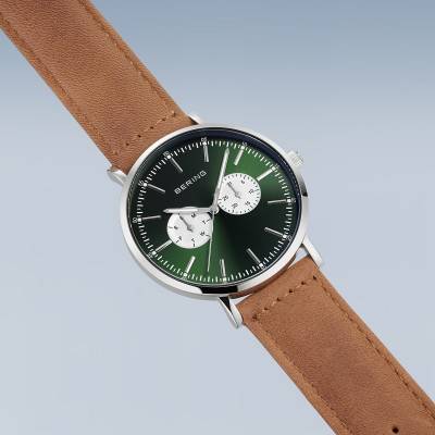 Bering Classic 14240-508 Herrenuhr Grün • Saphirglas • Chronograph-Layout mit Tag- und Datumsanzeige, Bild 3