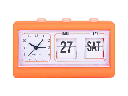 Karlsson Data Flip KA5941OR Wecker Leuchtorange • Klappzahlen-Mechanismus • Geräuschloses Sweep-Uhrwerk
