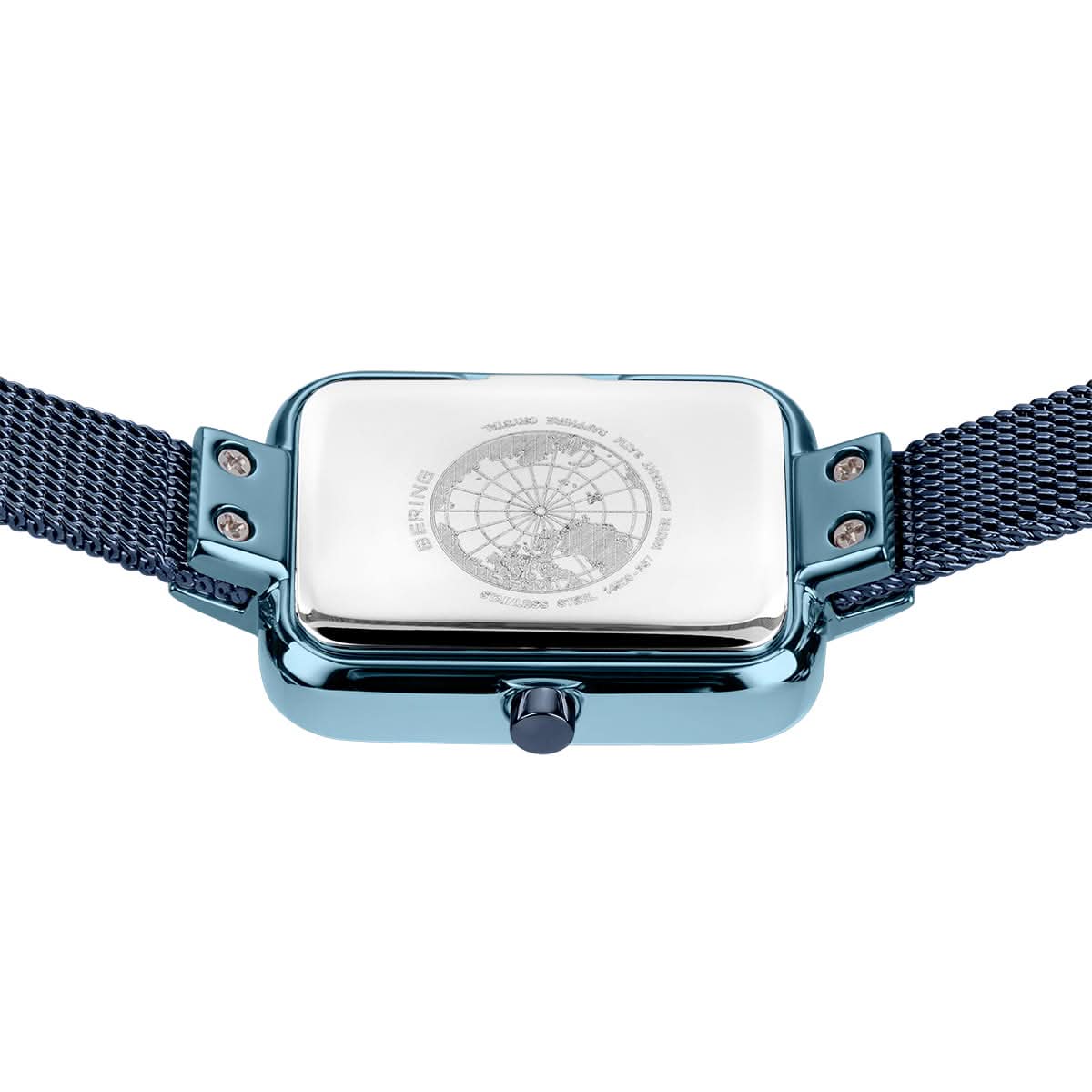 Bering Petite Square 14520-398 Women's Watch • Scratch-resistant Sapphire Glass • Blue Milanese Bracelet