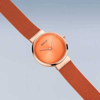 Bering Classic 14531-565 Damenuhr Orange • Saphirglas • Milanaise-Armband, Bild 3