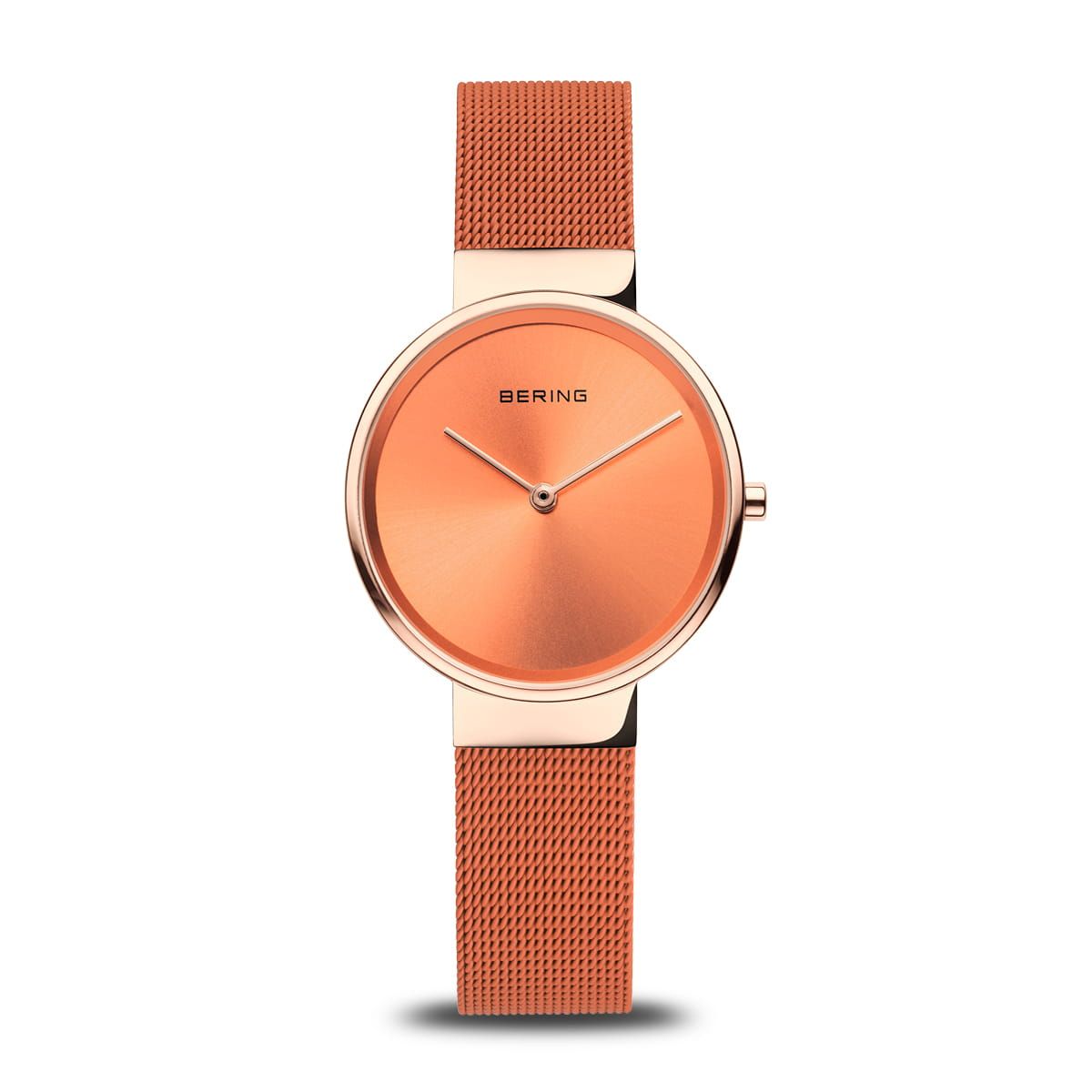 Bering Classic 14531-565 Damenuhr Orange • Saphirglas • Milanaise-Armband