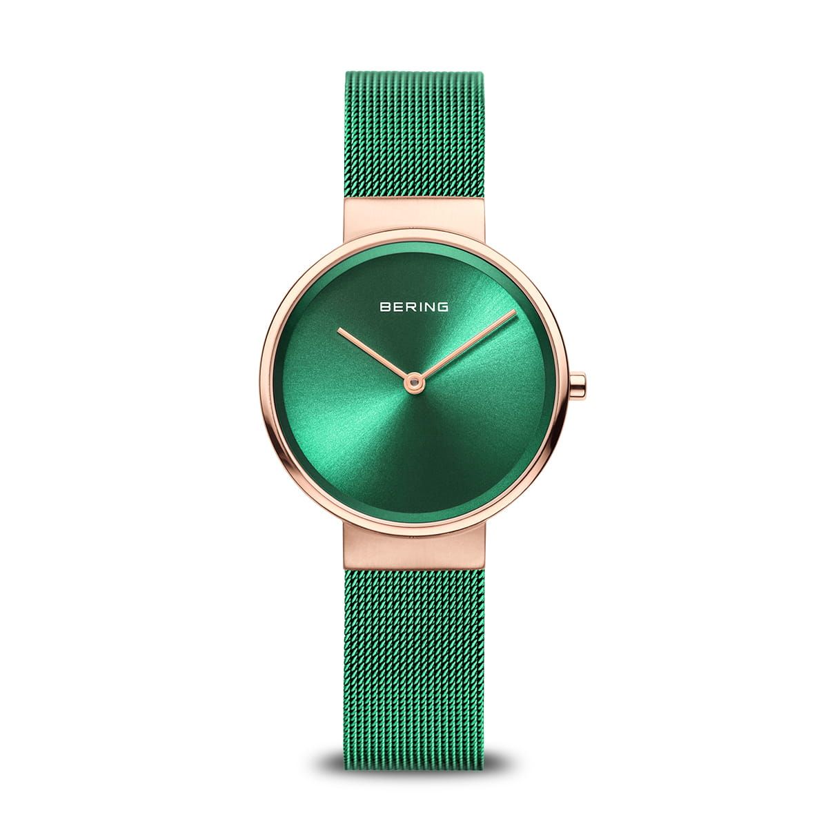 Bering Classic 14531-868 Damen Armbanduhr Grün • Milanaise-Armband • Saphirglas