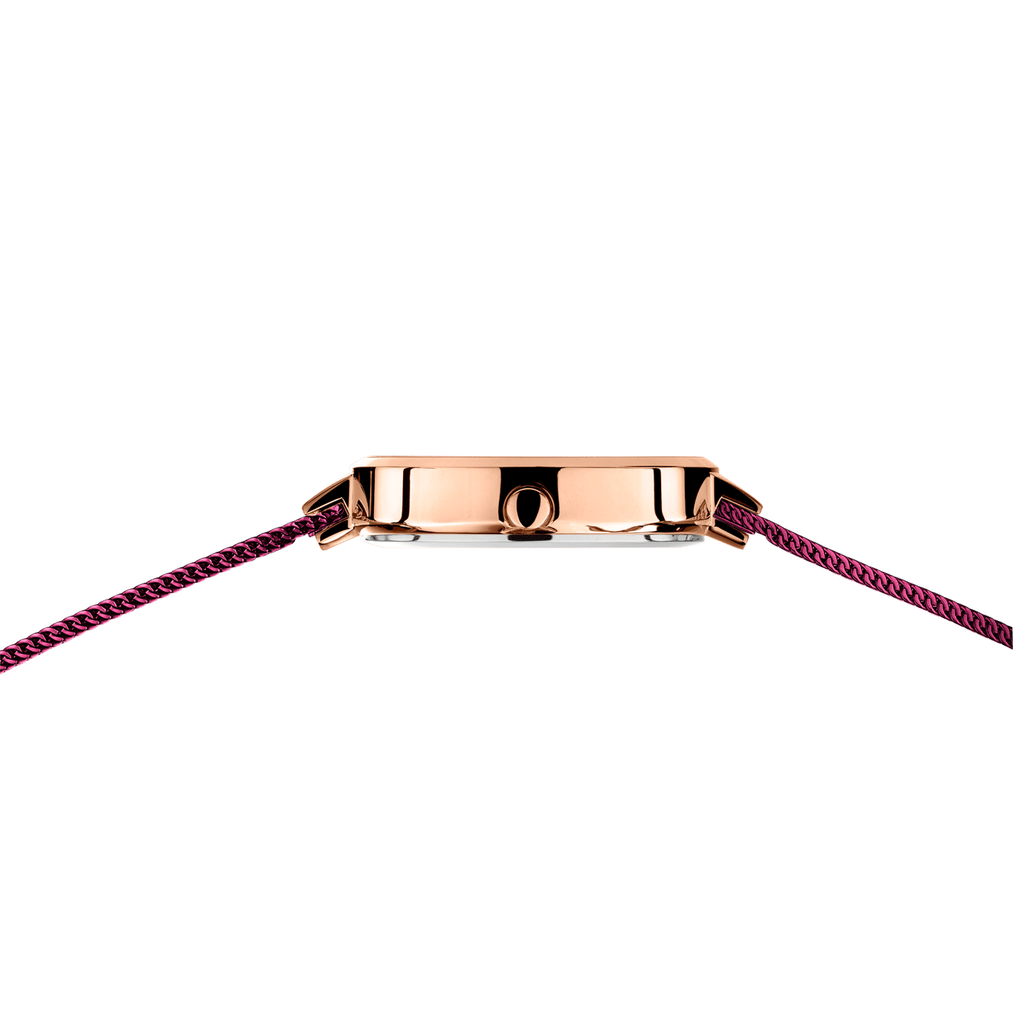 Bering Damenarmbanduhr mit roségoldenem Gehäuse und violettem Band