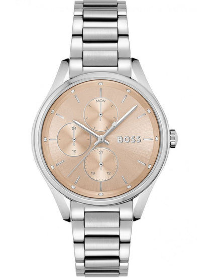 BOSS Grand Course 1502604 Damen Armbanduhr Champagner • Mineralglas • Multi-Zifferblatt