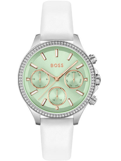 BOSS Hera 1502629 Damen Armbanduhr Grün • Mineralglas • Quarzwerk