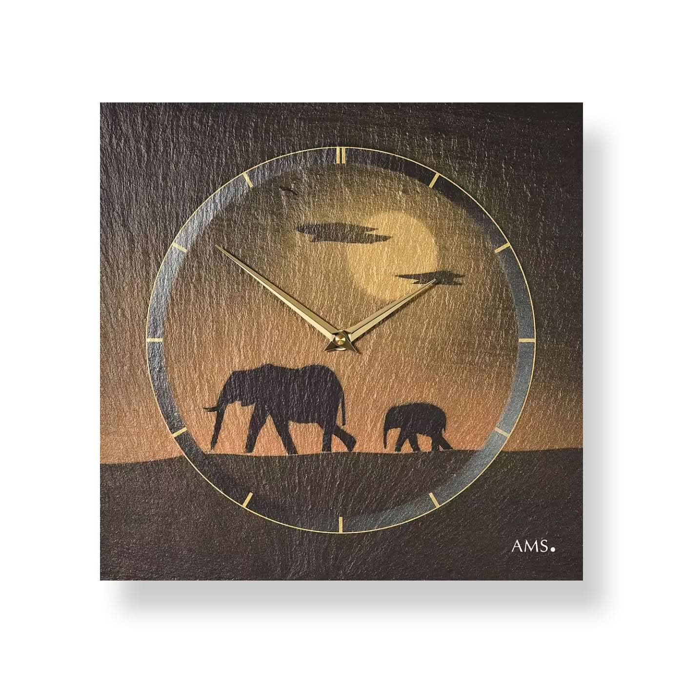 AMS Wall Clock 30x30x4 cm Stone • Modern Design • Silent Quartz Movement