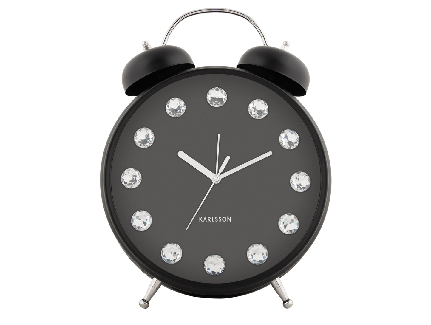 Karlsson Glam Diamonds XL KA6019BK Wecker Schwarz • Funkelnde Diamantdetails • Glamouröses Design