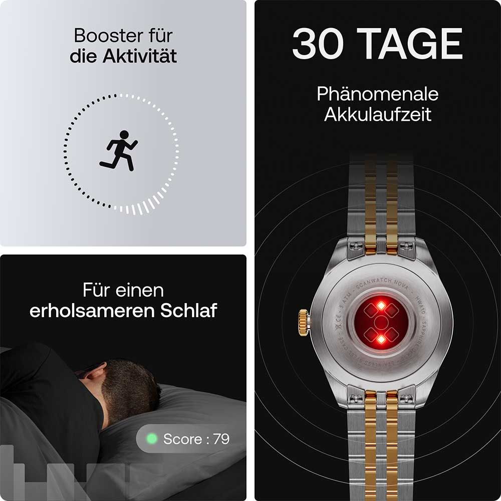 Withings ScanWatch Nova Brilliant HWA10-MODEL 11-ALL Damen • Hybrid-Smartwatch Bicolor • 5 ATM Wasserdicht, Bild 3