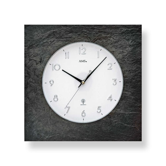 AMS Wall Clock 34x34x5 cm Slate • Radio Controlled • Modern Design