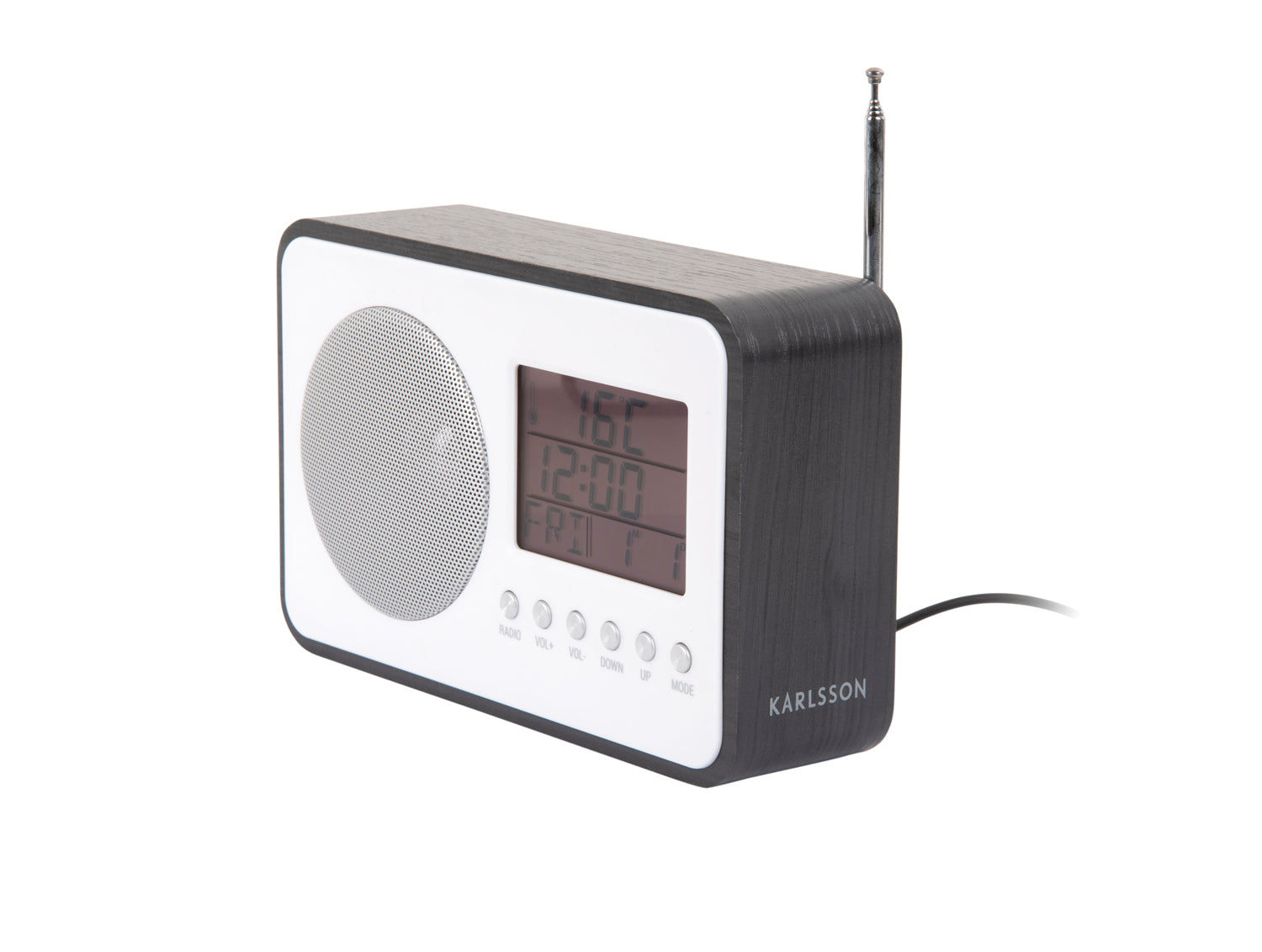 Karlsson FM Radio KA6036BK Wecker Schwarz • FM-Radio mit Weckfunktion • Digitale Anzeige mit Datum & Temperatur, Bild 3
