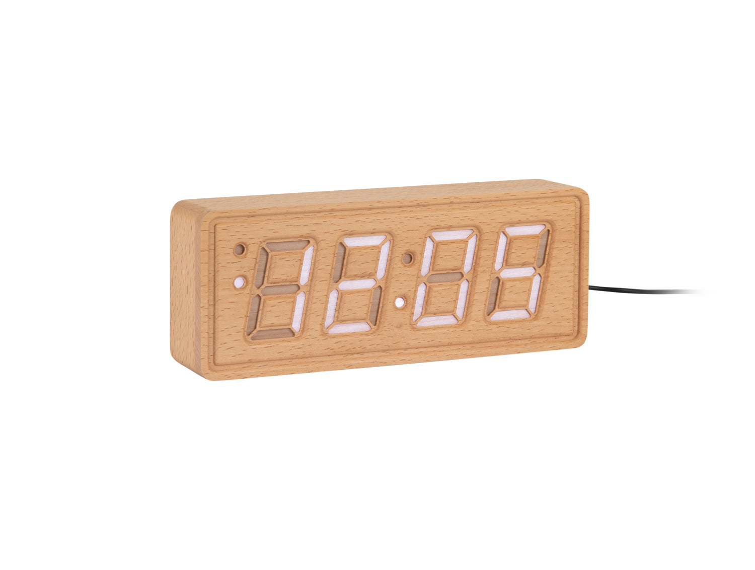 Karlsson Solid Wood Engraved KA6024WD Wecker Hellholz • LED-Zeitanzeige • Eingraviertes Design