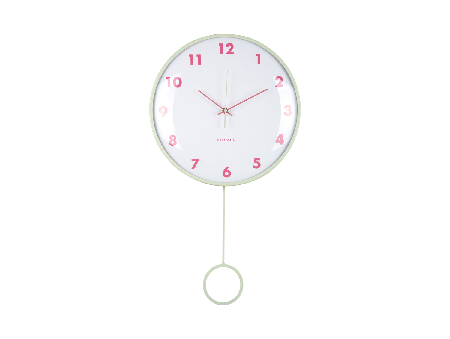 Karlsson Cheeky Dome Pendulum KA6058LG Wanduhr Sanftgrün • Geräuschloses Sweep-Uhrwerk • Transparente Glaskuppel