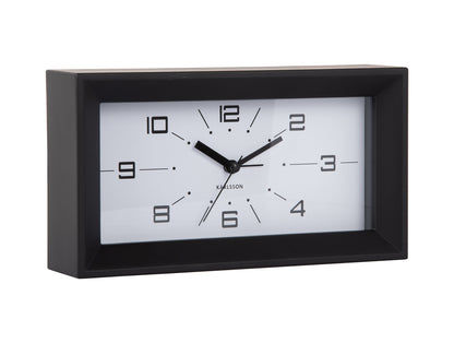 Karlsson Lujo Rectangle KA6066BK Wecker Schwarz • Geräuschloses Sweep-Uhrwerk • Retro-Design