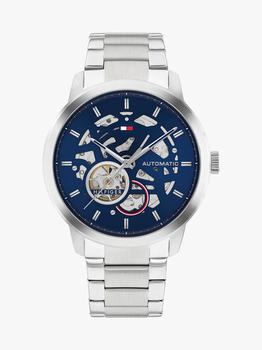 Tommy Hilfiger Henry 1710661 Herren Automatikuhr Blau • Skelett-Zifferblatt • Automatikwerk mit Sichtboden