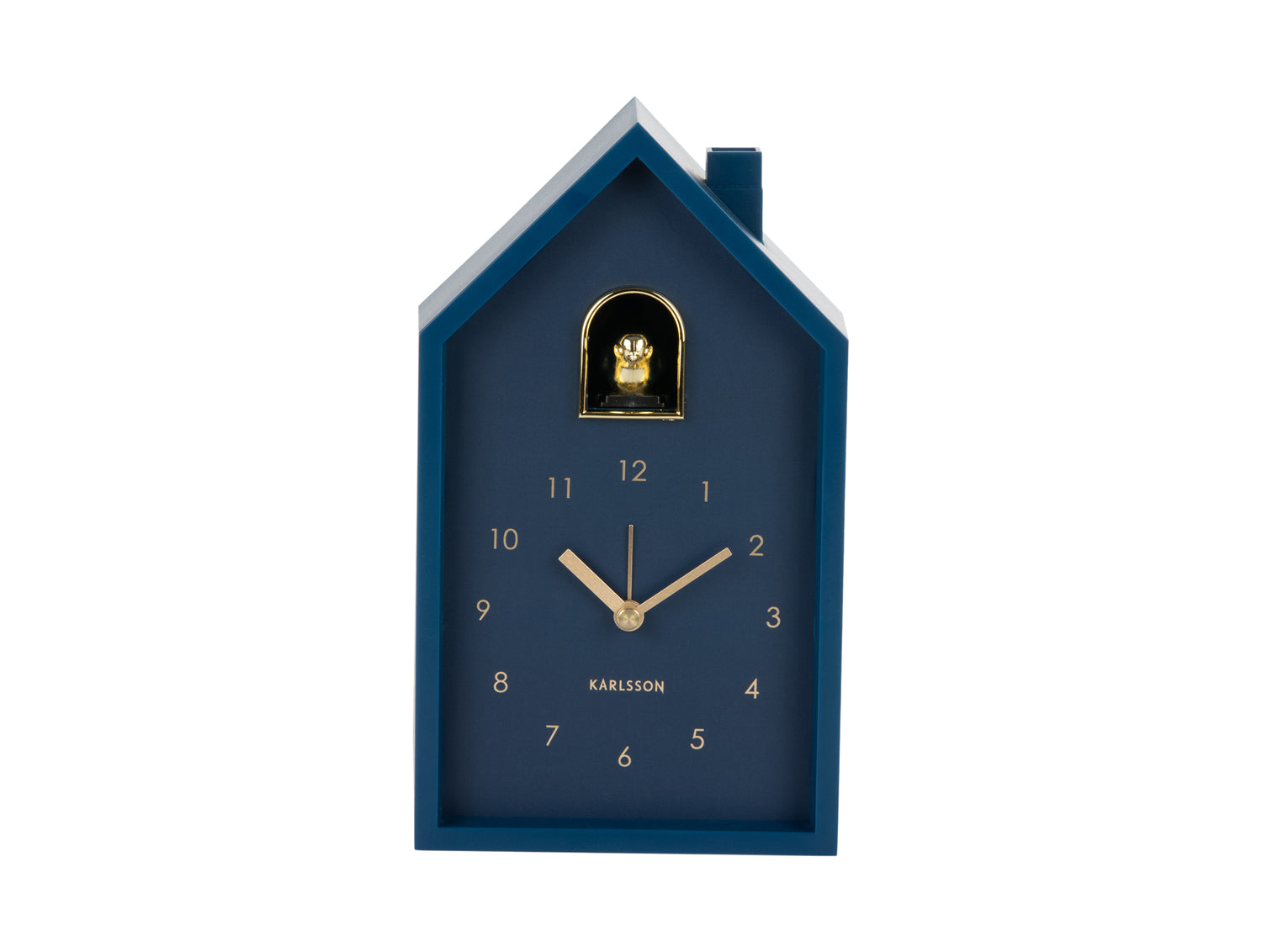 Karlsson Modern Cuckoo Oro KA6077DB Wecker Dunkelblau • Kuckucksgeräusch beim Alarm • Vergoldeter Vogel, Bild 2