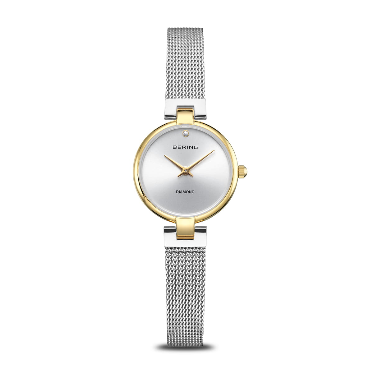 Bering Classic 17724-010 Damenuhr Gold • Saphirglas mit echtem Diamant • Milanese-Armband
