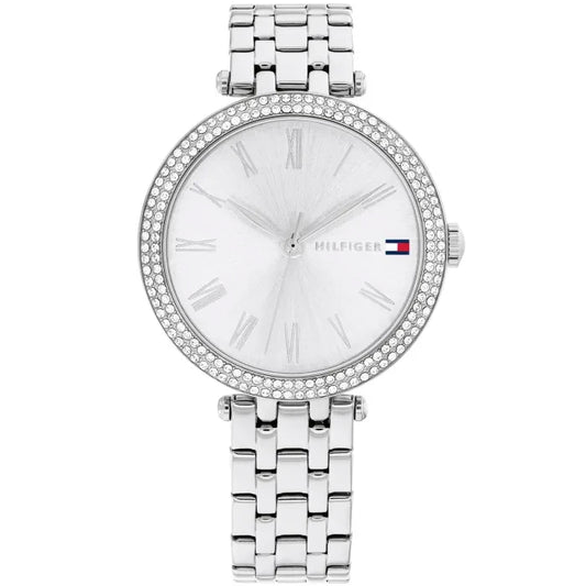 Tommy Hilfiger Natalie 1782719 Damen Armbanduhr Silber • Mineralglas • Zirkonia-Besatz