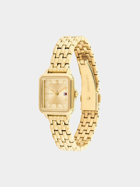 Tommy Hilfiger Mia 1782832 Damenuhr Goldfarben • Ionenplattiertes Stahlarmband • Mineralglasgehäuse