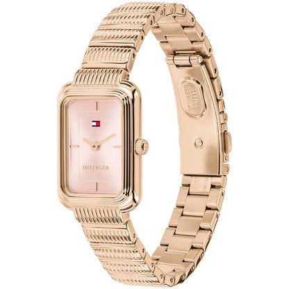 Tommy Hilfiger Damen-Armbanduhr Daisy mit rosafarbenem Zifferblatt und goldfarbenem Metallband