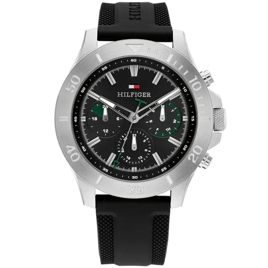 Tommy Hilfiger Bryan 1792111 Herren • Chronograph • Schwarzes Kautschukarmband