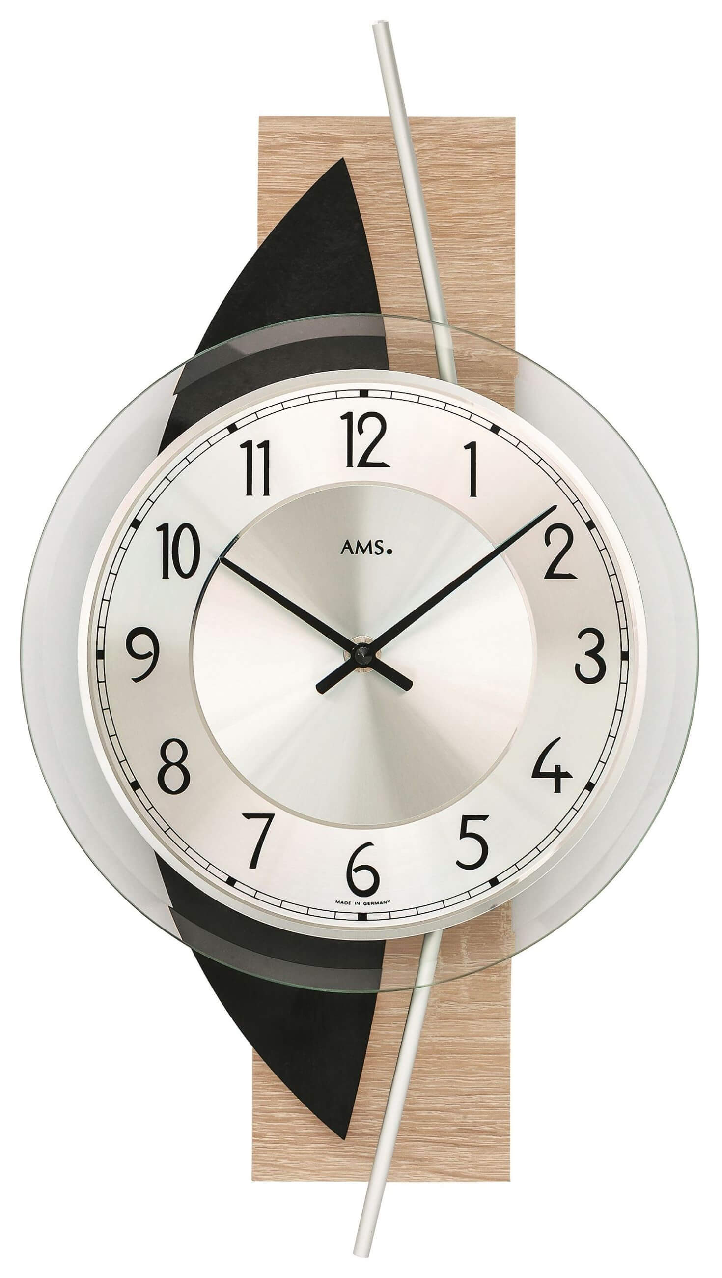 AMS Sonoma 23751 Wanduhr Schiefer • Naturschiefer-Applikation • Facettiertes Mineralglas