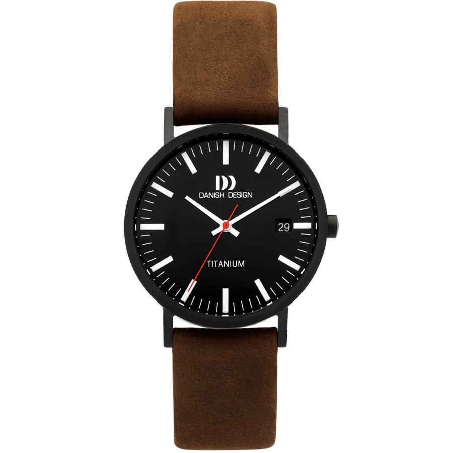 Danish Design Gløbe IQ34Q199 Rhine Armbanduhr Schwarz-Braun • Titangehäuse • Mineralglas