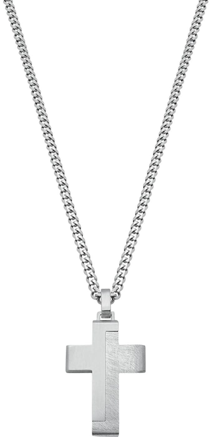 Tank Chain Necklace with Cross Pendant - s.Oliver Jewelry Model: 2024253