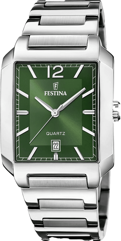 Festina On the Square F20677/5 Men's Watch • Striking Square Design • Green Dial