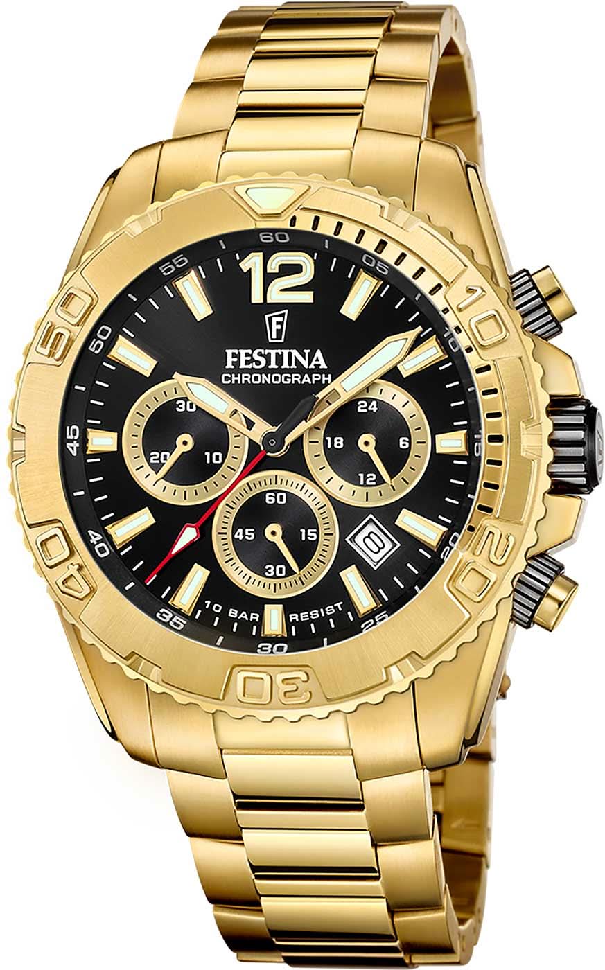 Festina Timeless Chronograph F20684/4 Men's Watch • Gold Design • 10 ATM Water Resistant