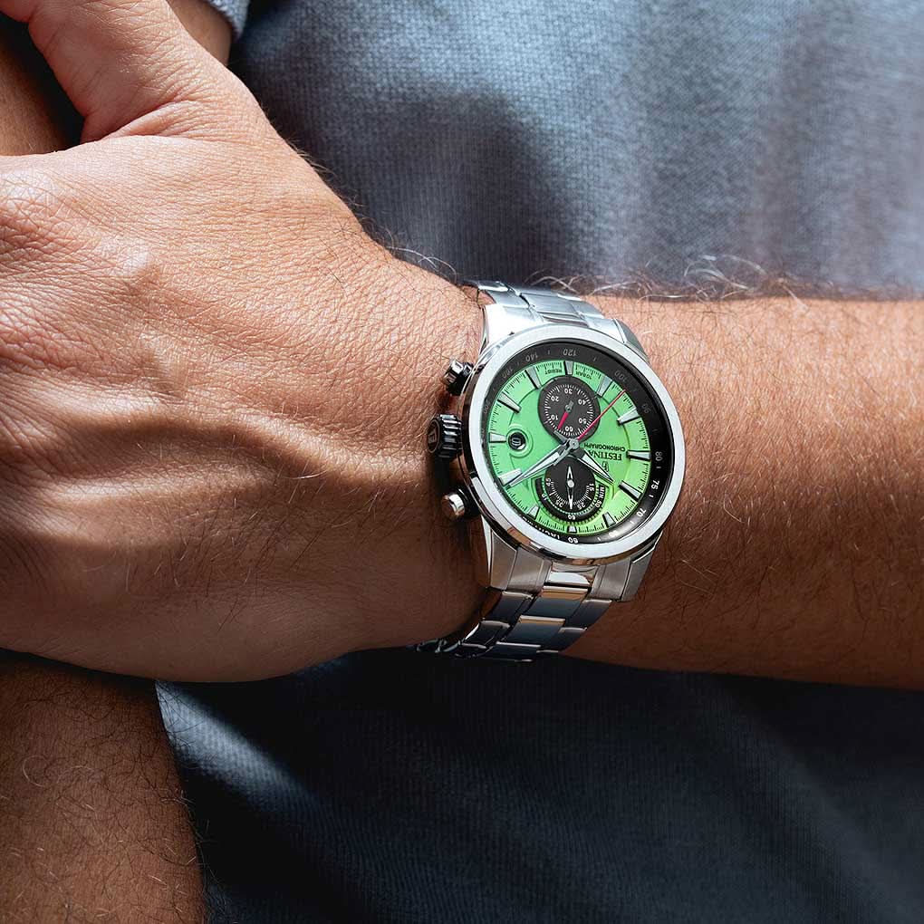 Festina Timeless Chronograph F20694/3 Men's Watch • Sporty Design • Green Dial