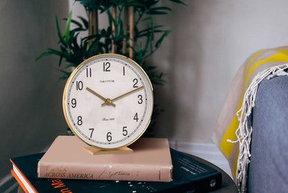 Hermle Table Clock 19x18x6.5 cm Brass • Made in Germany • Quartz Movement