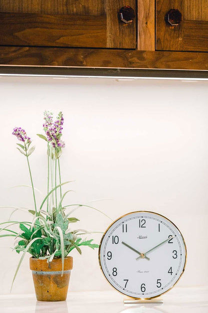 Hermle Table Clock 19x18x6.5 cm Brass • Made in Germany • Quartz Movement
