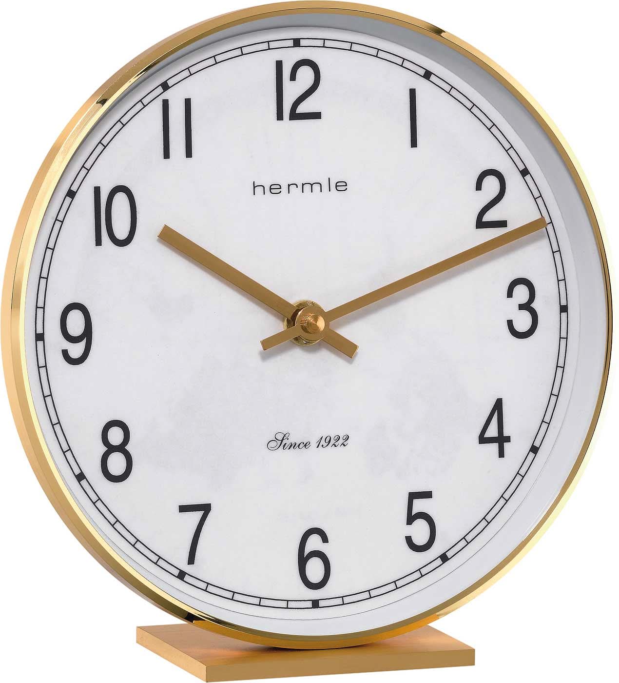 Hermle Table Clock 19x18x6.5 cm Brass • Made in Germany • Quartz Movement