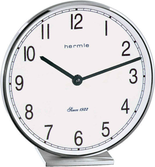 Hermle Table Clock 19 cm Chrome • Precise Quartz Movement • Modern Design