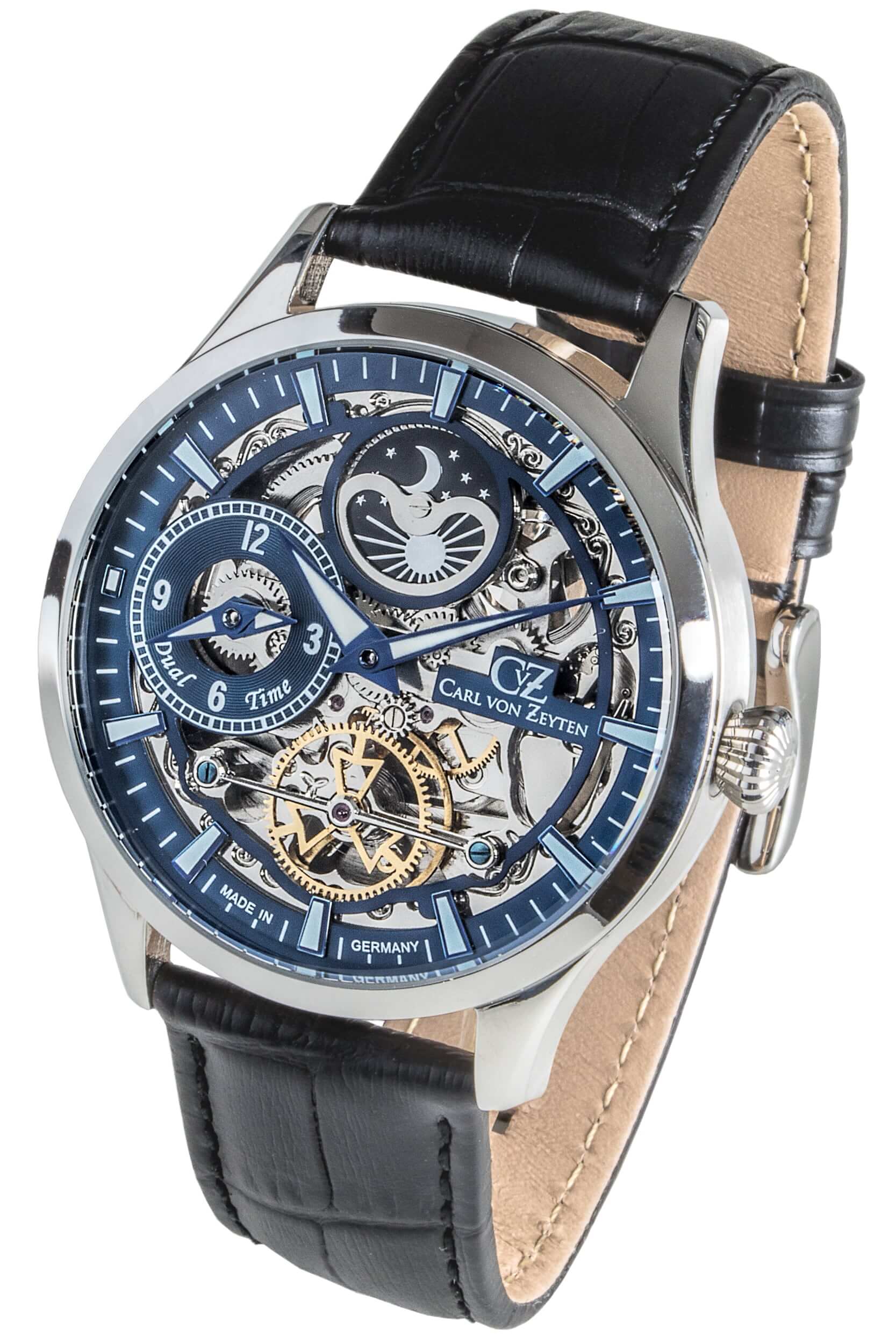 Carl von Zeyten Freiburg CVZ0063BLS Herrenuhr Blau • Automatikwerk • Dual Time