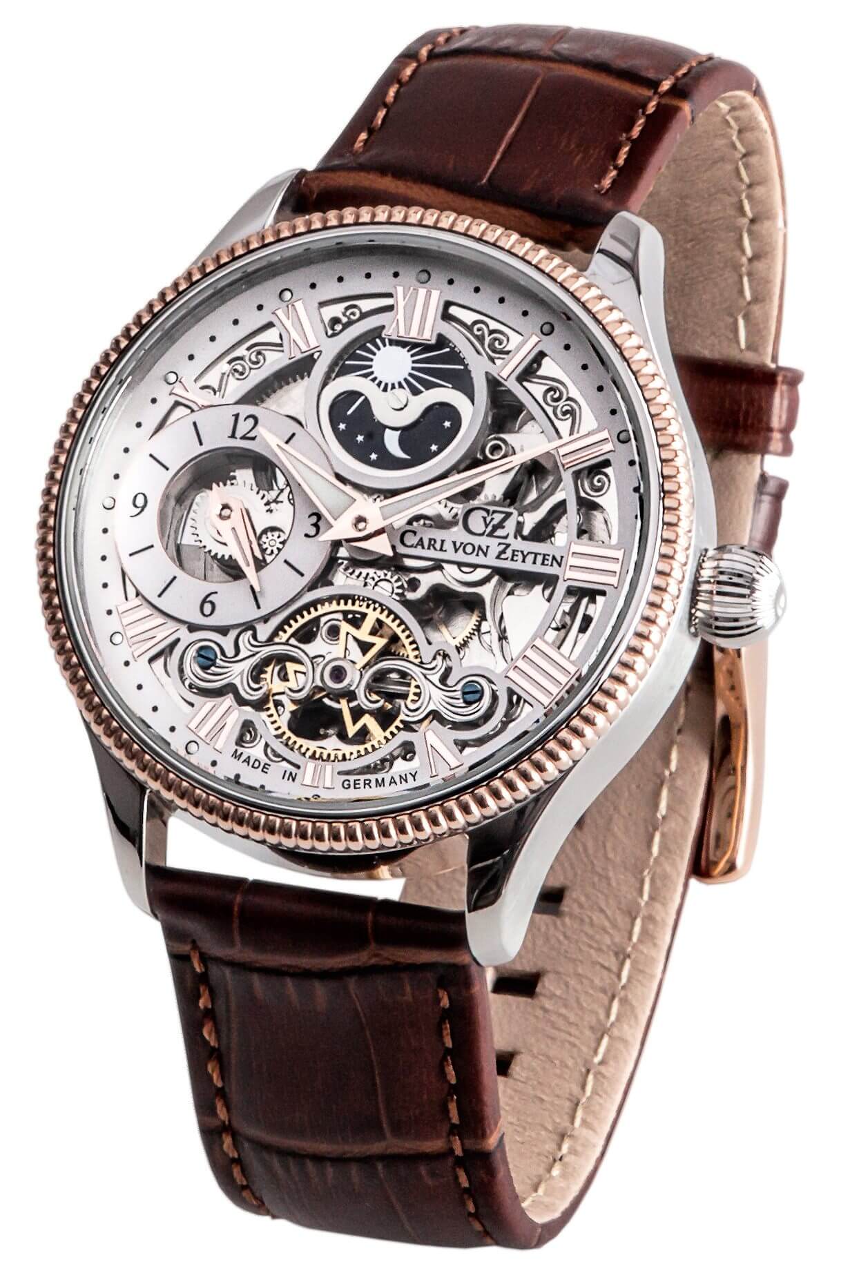 Carl von Zeyten Kirnbach CVZ0034RWHS Herrenuhr Silber-Roségold • Automatik Skelettuhrwerk • Saphirglas