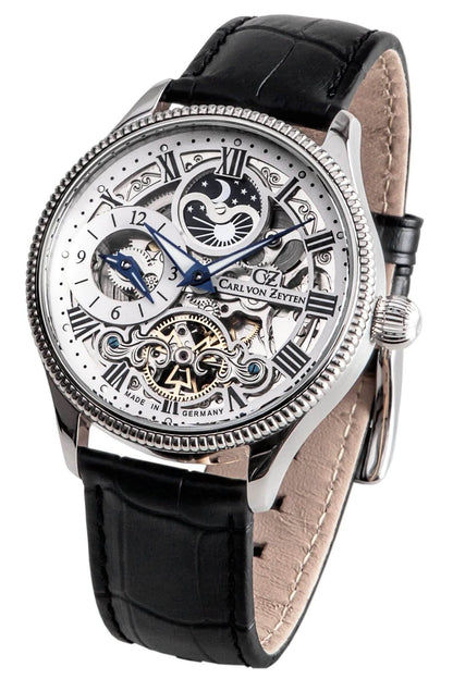 Carl von Zeyten Kirnbach CVZ0034WHS Herrenuhr Silber • Automatik Skelettuhrwerk • Saphirglas