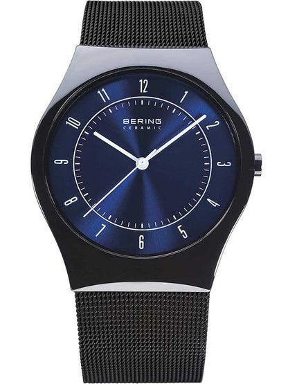 Bering Ceramic 32039-440 Herren Armbanduhr Blau • Saphirglas • Schlankes Keramikgehäuse